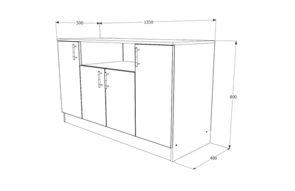 Comoda Remi, 4 Usi, Wenge, 135 x 50 x 80 cm