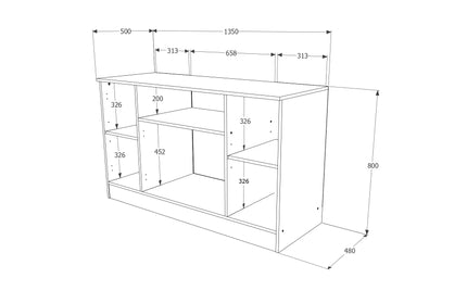 Comoda Pedro, 4 Usi, Stejar Bronz/Lemn Natural, 135 x 50 x 80 cm