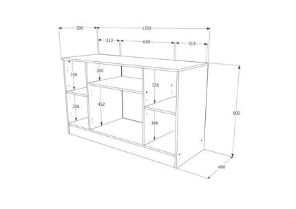 Comoda Remi, 4 Usi, Stejar Bronz, 135 x 50 x 80 cm