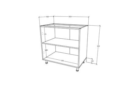 Corp Baza Karo, 2 Usi, Lemn Natural/Alb, 80 x 50 x 80 cm