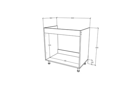 Set Masca Chiuveta Karo, Alb, 80 x 50 x 80 cm, Chiuveta Inox, Cuva stanga