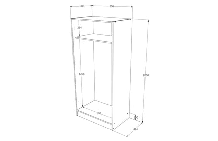 Dulap Remi, 2 Usi, Ulm Deschis, 80 x 51 x 170 cm