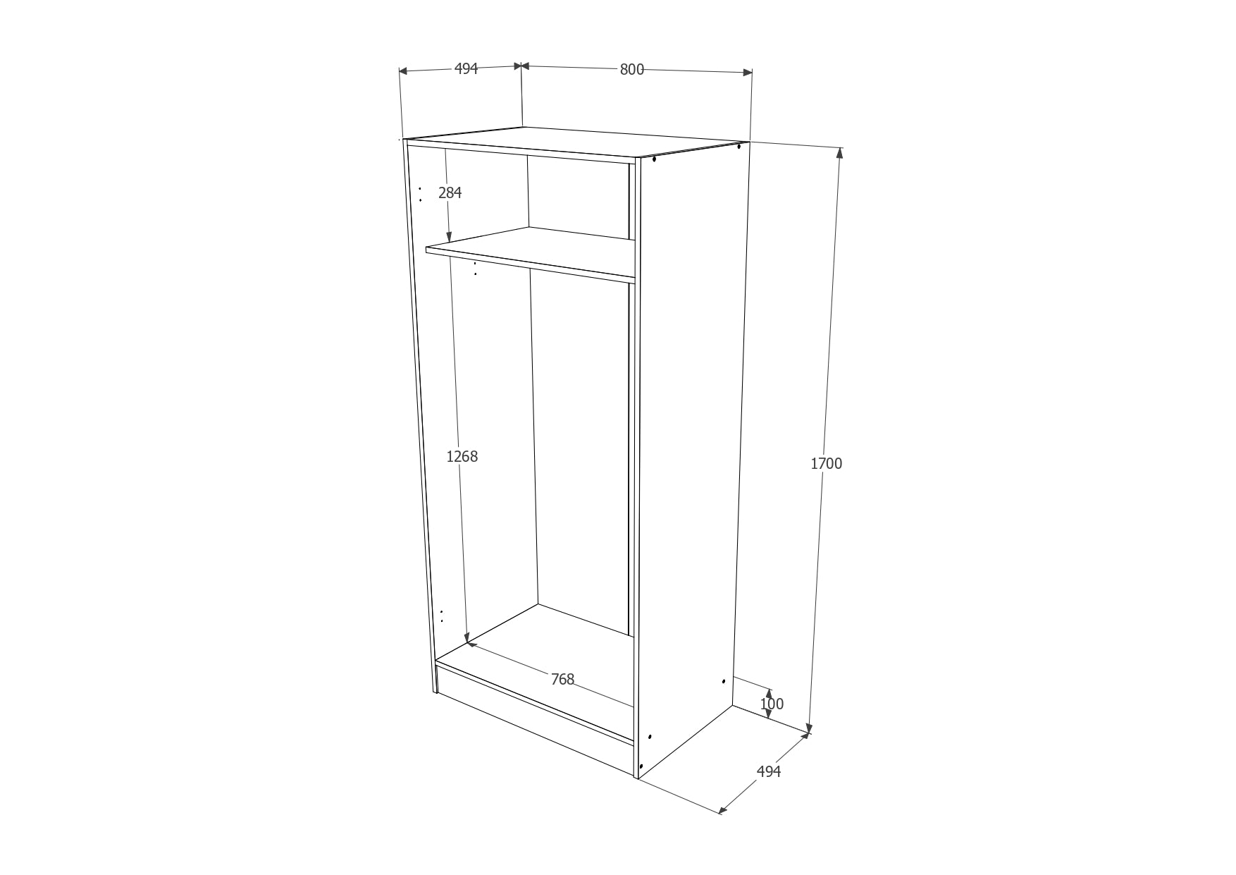 Dulap Remi, 2 Usi, Stejar Bronz, 80 x 51 x 170 cm