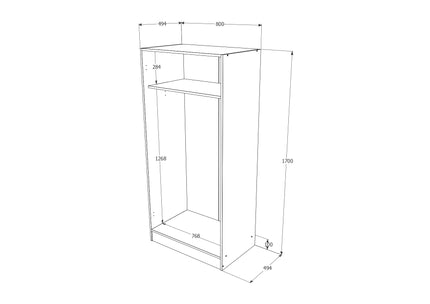 Dulap Remi, 2 Usi, Stejar Sonoma, 80 x 51 x 170 cm