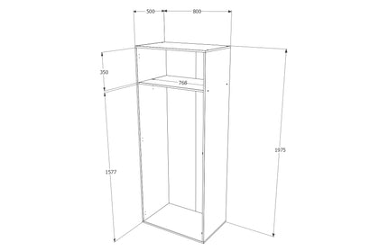 Dulap Nero, 2 Usi, Stejar Bronz, 80 x 52 x 200 cm