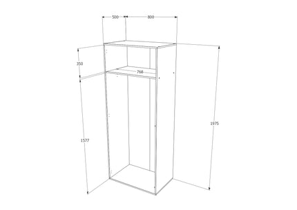 Dulap Nero, 2 Usi, Alb, 80 x 52 x 200 cm