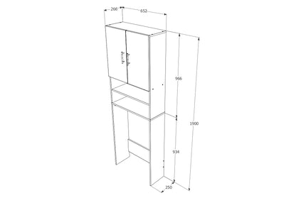 Dulap Masina de Spalat Fyn, Stejar Sonoma/Alb, 65 x 27 x 190 cm