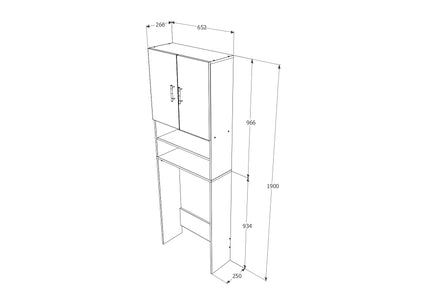 Dulap Masina de Spalat Fyn, Alb, 65 x 27 x 190 cm