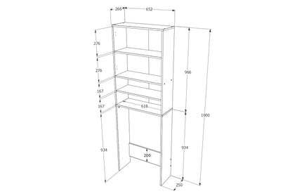 Dulap Masina de Spalat Fyn, Stejar Sonoma/Alb, 65 x 27 x 190 cm