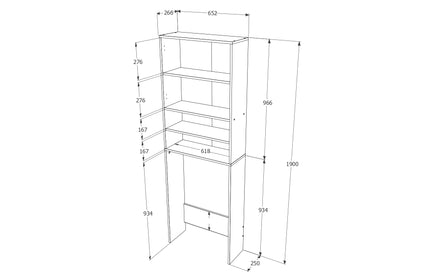 Dulap Masina de Spalat Fyn, Beton/Alb, 65 x 27 x 190 cm