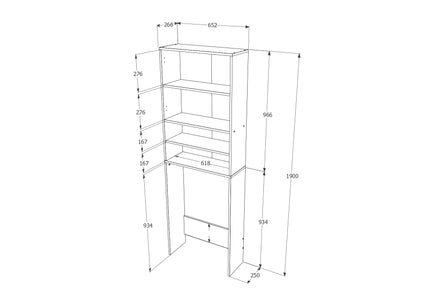 Dulap Masina de Spalat Fyn, Beton/Alb, 65 x 27 x 190 cm