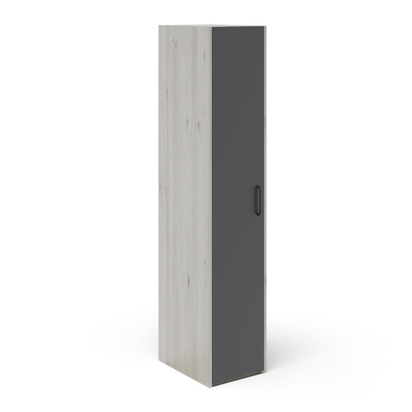 Dulap Malmo, 1 Usa, cu polite, Stejar Alb/Antracit, 42 x 52 x 200 cm