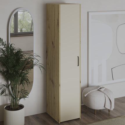 Dulap Malmo, 1 Usa, cu polite, Stejar Artisan/Argila, 42 x 52 x 200 cm