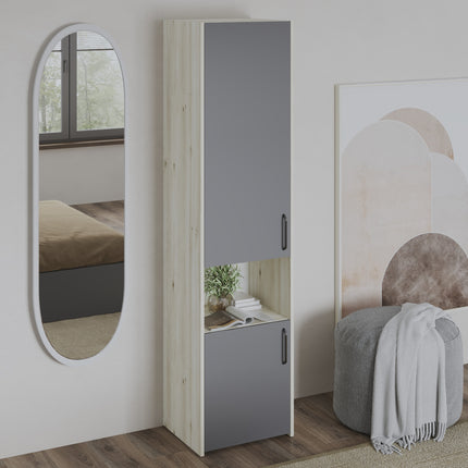 Dulap Malmo, 2 Usi, cu spatiu, Stejar Alb/Antracit, 50 x 42 x 200 cm