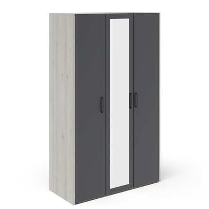 Dulap Malmo, 3 Usi, Stejar Alb/Antracit, 120 x 52 x 200 cm