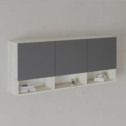 Dulap suspendat Malmo, 3 Usi, Stejar Alb/Antracit, 144 x 27 x 60 cm