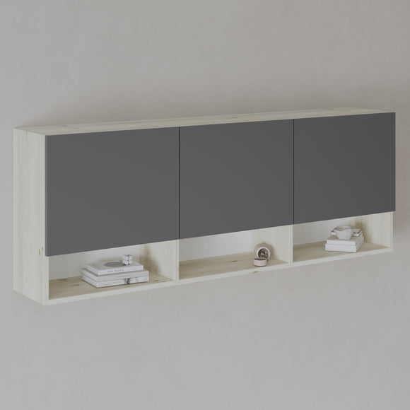Dulap suspendat Malmo, 3 Usi, Stejar Alb/Antracit, 164 x 27 x 60 cm