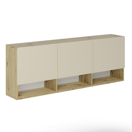 Dulap suspendat Malmo, 3 Usi, Stejar Artisan/Argila, 164 x 27 x 60 cm