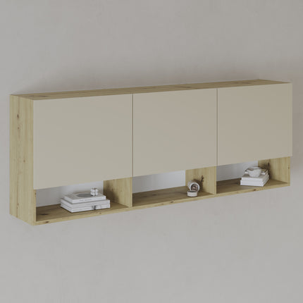 Dulap suspendat Malmo, 3 Usi, Stejar Artisan/Argila, 164 x 27 x 60 cm