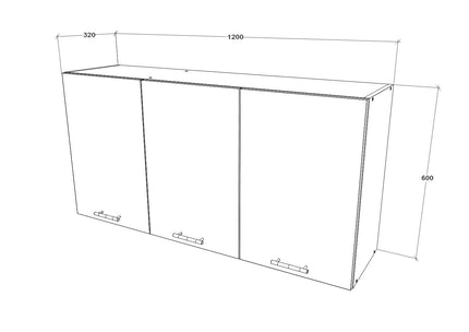 Corp Superior Ebru, 3 Usi, Alb, 120 x 30 x 60 cm