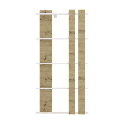 Biblioteca Elmo, 5 Polite, Alb/Stejar Artisan, 80 x 20 x 160 cm