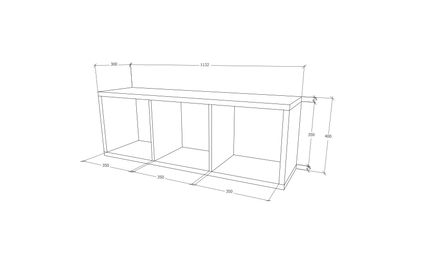 Etajera Lira, 3 Casete, 25mm, Alb, 113 x 40 x 30 cm