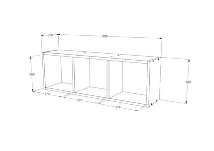 Etajera Lira, 3 Casete, Stejar Sonoma, 90 x 20 x 30 cm
