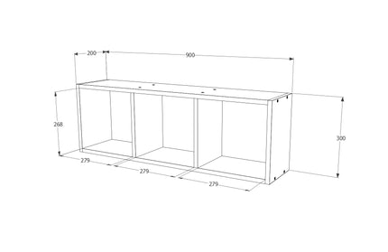 Etajera Lira, 3 Casete, Ulm Deschis, 90 x 20 x 30 cm