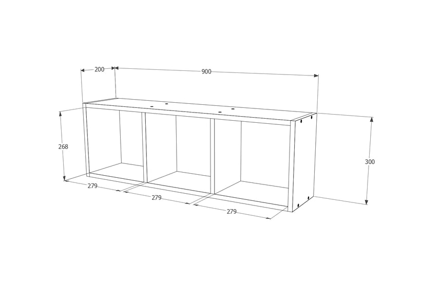 Etajera Lira, 3 Casete, Stejar Bronz, 90 x 20 x 30 cm