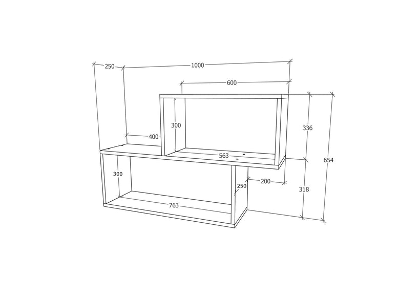 Etajera Rico V1, Stejar Bronz, L 100 x l 25 x H 65 cm