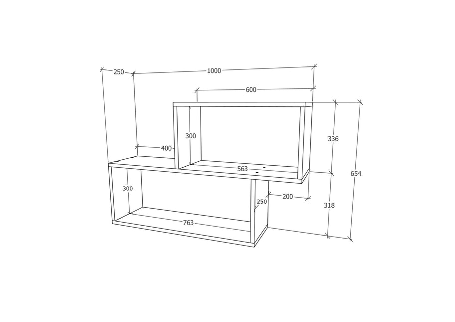 Etajera Rico V1, Stejar Bronz, L 100 x l 25 x H 65 cm
