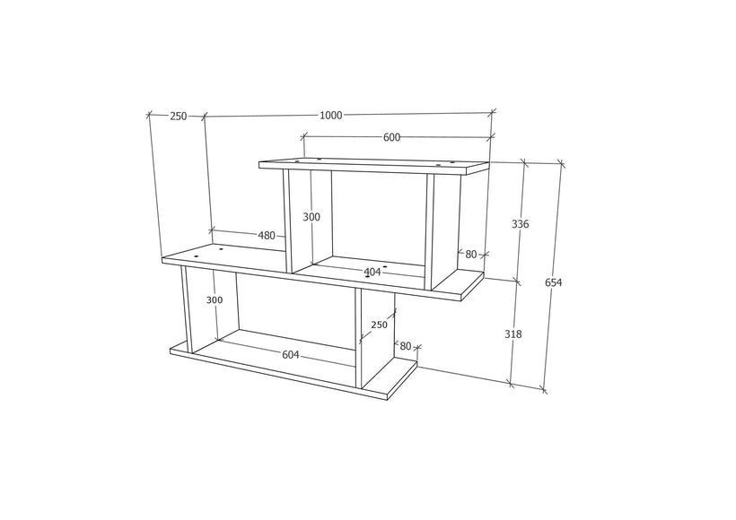 Etajera Rico V2, Stejar Bronz, L 100 x l 25 x H 65 cm