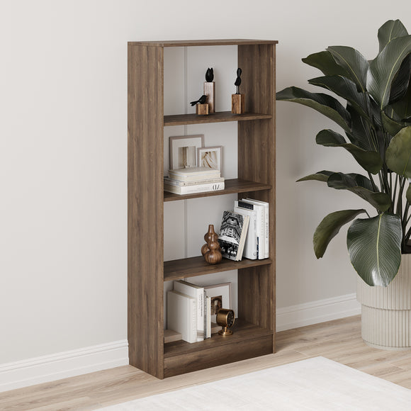 Biblioteca Flint, 3 Polite, Stejar Bronz, 70 x 32 x 159 cm