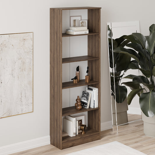 Biblioteca Flint, 4 Polite, Stejar Bronz, 70 x 32 x 200 cm