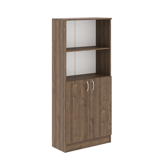 Biblioteca Flint, cu Usi Inferioare si O Polita, Stejar Bronz, 70 x 32 x 159 cm