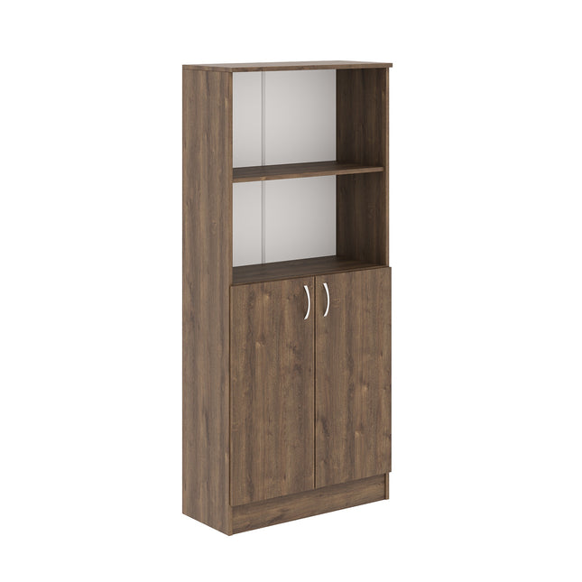 Biblioteca Flint, cu Usi Inferioare si O Polita, Stejar Bronz, 70 x 32 x 159 cm