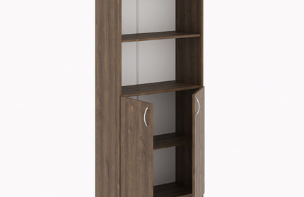 Biblioteca Flint, cu Usi Inferioare si O Polita, Stejar Bronz, 70 x 32 x 159 cm