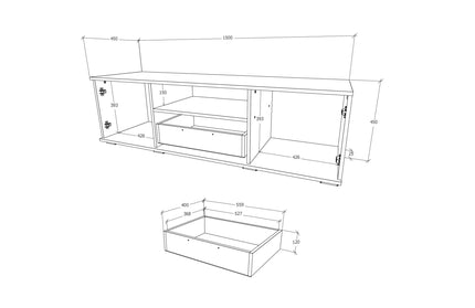 Comoda Rio, Antracit/Stejar Wotan, L 150 cm