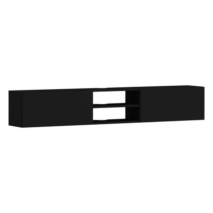 Comoda TV Genova, 2 Usi, Negru, 180 x 30 x 30 cm