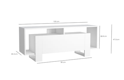 Comoda TV Melville, Prun/Alb, 120 x 33 x 48 cm