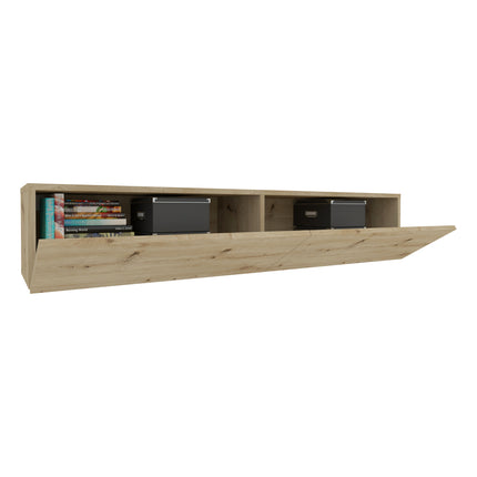 Comoda TV Isla, 2 Usi, Stejar Artisan, 135 x 28 x 25 cm