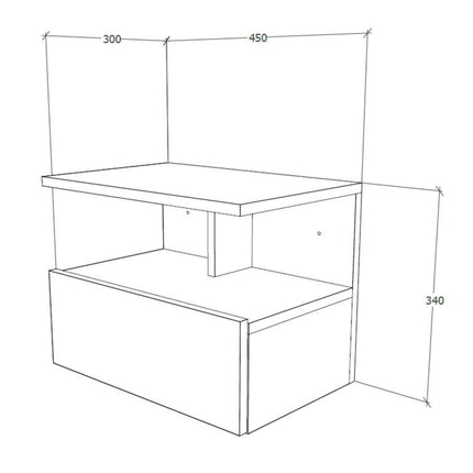 Noptiera suspendata Kabi, 1 Usa, Stejar Artisan, 45 x 30 x 34 cm