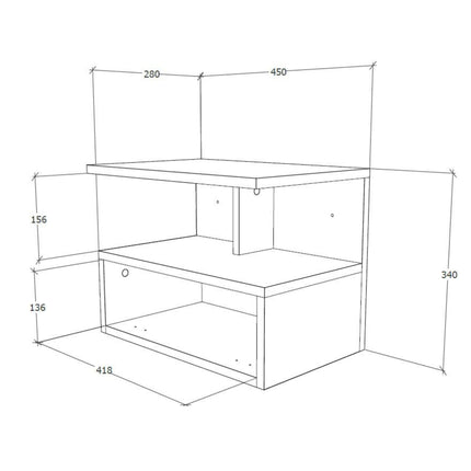 Noptiera suspendata Kabi, 1 Usa, Stejar Artisan, 45 x 30 x 34 cm