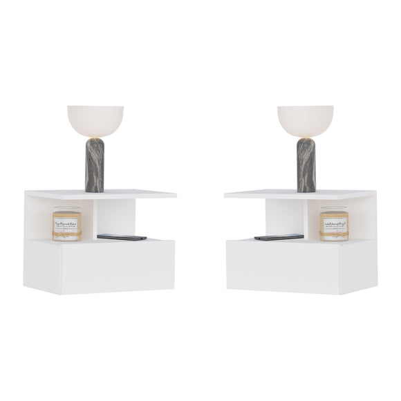 Set 2 Noptiere suspendate Kabi, 1 Usa, Alb, 45 x 30 x 34 cm