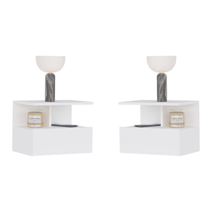 Set 2 Noptiere suspendate Kabi, 1 Usa, Alb, 45 x 30 x 34 cm