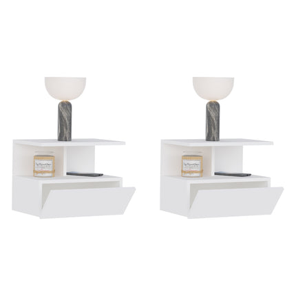 Set 2 Noptiere suspendate Kabi, 1 Usa, Alb, 45 x 30 x 34 cm