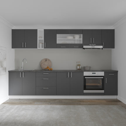 Set Bucatarie Karo V28, Antracit/Alb, Blat Thermo 28 mm, L 320 cm