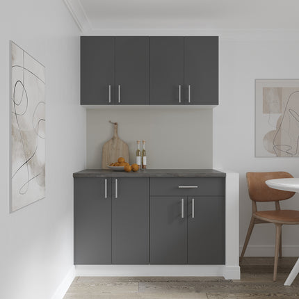 Corp Baza Karo, 1 Sertar, 2 Usi, Antracit/Alb, 60 x 50 x 80 cm