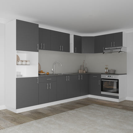 Corp Turn Karo, 2 Usi, cu spatiu cuptor, Antracit/Alb, 60 x 57 x 210 cm