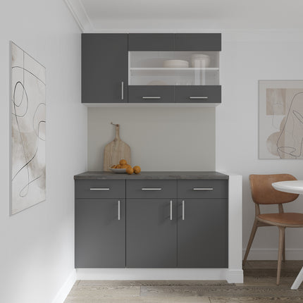 Set Bucatarie Karo V3, Antracit/Alb, Blat Thermo 28 mm, L 120 cm